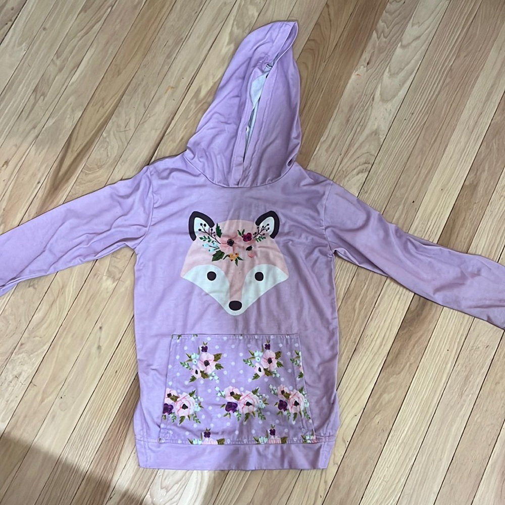 Purple Hooded Fox Sweatshirt Dress